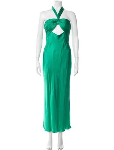 Pre-owned Shona Joy Halterneck Long Dress In Green
