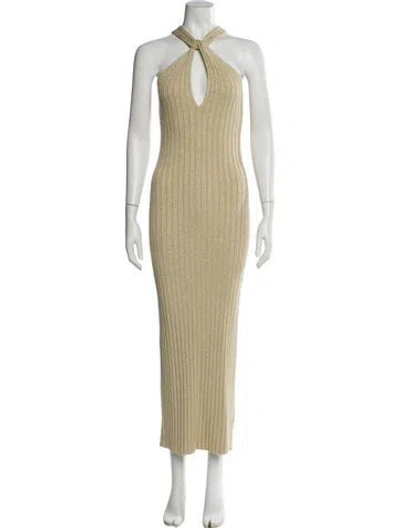 Pre-owned Shona Joy Halterneck Long Dress In Neutral
