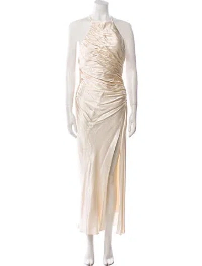 Pre-owned Shona Joy Halterneck Long Dress In Neutral
