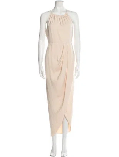 Pre-owned Shona Joy Halterneck Long Dress In Neutral
