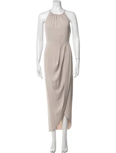 Pre-owned Shona Joy Halterneck Long Dress In Neutral