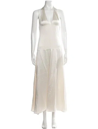 Pre-owned Shona Joy Halterneck Long Dress In Neutrals