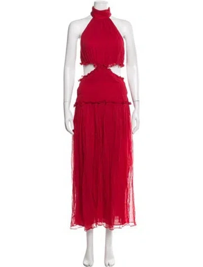 Pre-owned Shona Joy Halterneck Long Dress In Red