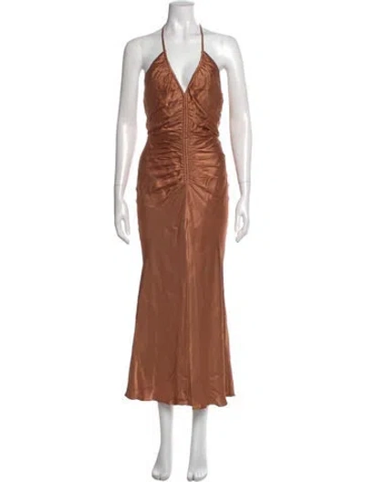 Pre-owned Shona Joy Halterneck Long Dress In Silver