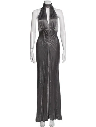 Pre-owned Shona Joy Halterneck Long Dress W/ Tags In Grey