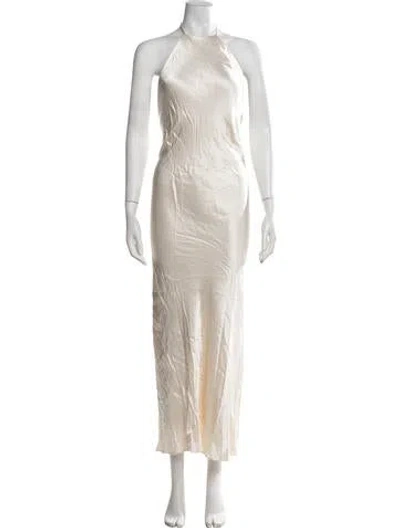 Pre-owned Shona Joy Halterneck Long Dress W/ Tags In Neutrals