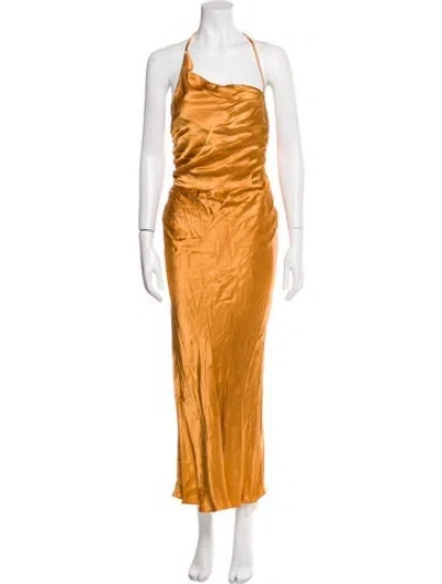 Pre-owned Shona Joy Halterneck Long Dress W/ Tags In Orange