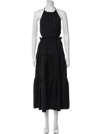 Pre-owned Shona Joy Halterneck Midi Length Dress In Black