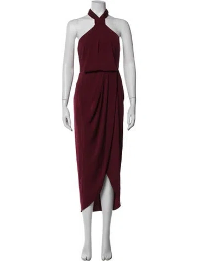 Pre-owned Shona Joy Halterneck Midi Length Dress In Burgundy