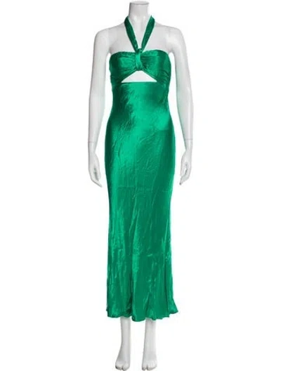 Pre-owned Shona Joy Halterneck Midi Length Dress In Green