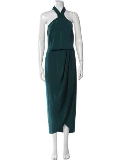 Pre-owned Shona Joy Halterneck Midi Length Dress In Green