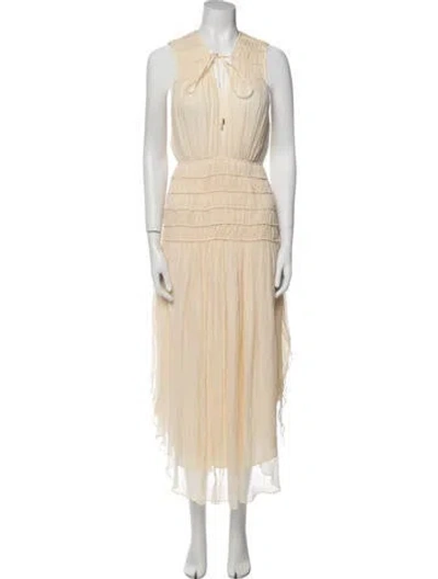 Pre-owned Shona Joy Halterneck Midi Length Dress In Neutral