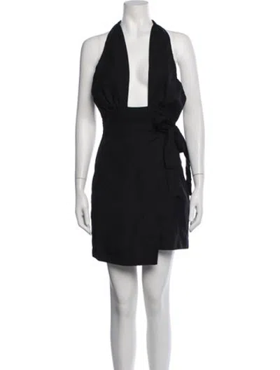 Pre-owned Shona Joy Halterneck Mini Dress In Black