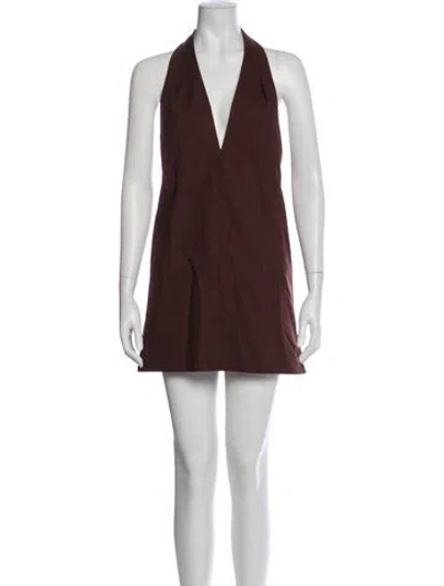 Pre-owned Shona Joy Halterneck Mini Dress In Brown