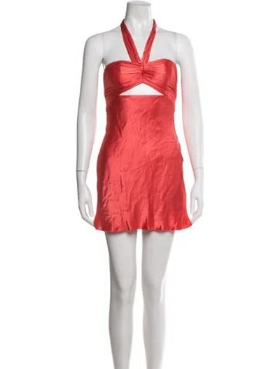 Pre-owned Shona Joy Halterneck Mini Dress In Red