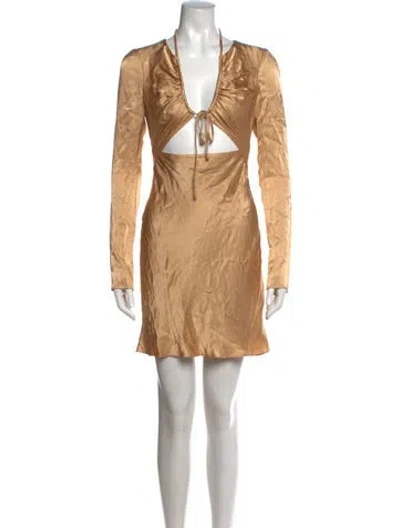 Pre-owned Shona Joy Halterneck Mini Dress In Yellow