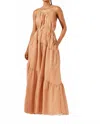 Shona Joy Hele One Shoulder Tiered Maxi Dress In Coconut/tangerine In Brown