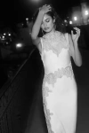 Shona Joy High-neck Stratus Lace Slim Maxi Dress In White