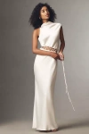 Shona Joy Huxley Cowl-neck Lace-up Maxi Dress In Multi