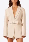 Shona Joy Irena Oversized Tailored Mini Blazer Dress In Ivory
