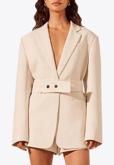 Shona Joy Irena Oversized Tailored Mini Blazer Dress In Ivory