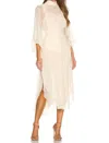 Shona Joy Iris Long Sleeve Open Back Midi Dress In Cream In Brown