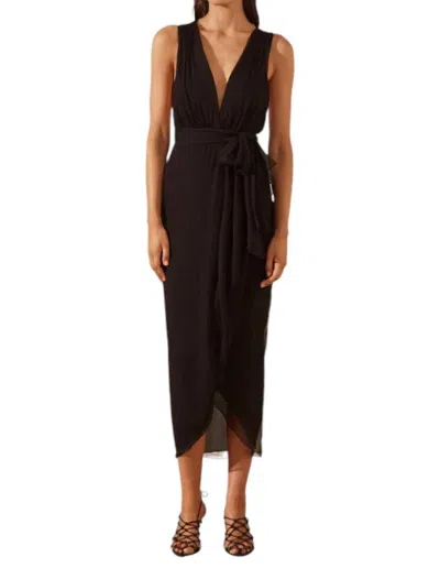 Shona Joy Isola Plunged Cross Back Midi Dress In Black In Multi