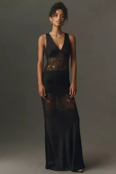 Shona Joy Jamila Lace Panel Maxi Dress In Black