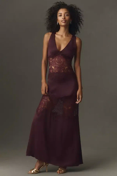 Shona Joy Jamila Lace Panel Maxi Dress In Purple