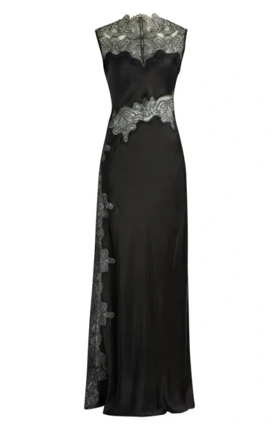 Shona Joy Jamila Lace Trim Gown In Black