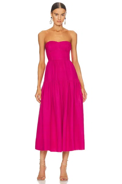 Shona Joy Joanine Strapless Ruched Midi Dress In Azelea Pink In Multi
