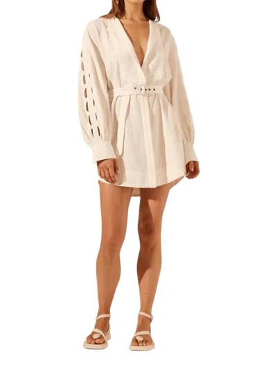 Shona Joy Julieta Scallop Cut Out Shirt Dress In Cream In White