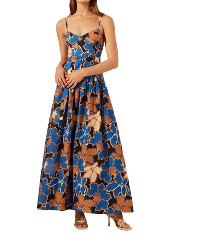 Shona Joy Karla Panelled Bustier Maxi Dress In Strong Blue/multi