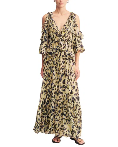 Shona Joy Kinetic Ruffle Drawstring Maxi Dress In Animal Print