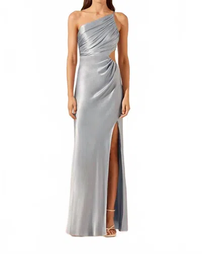 Shona Joy La Luna Asymmetrical Pleated Maxi Dress In Powder Blue In Gray