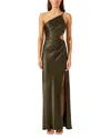 Shona Joy La Lune Asymmetric Gathered Maxi Dress In Green