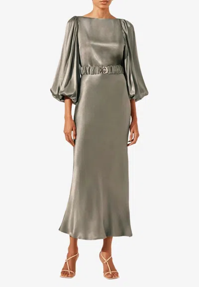 Shona Joy La Lune Belted Midi Dress In Green