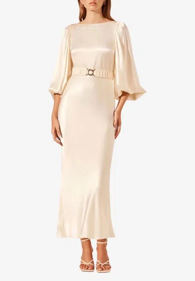 Shona Joy La Lune Belted Midi Dress In White