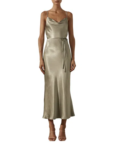 Shona Joy La Lune Bias Cowl Midi Dress In Green