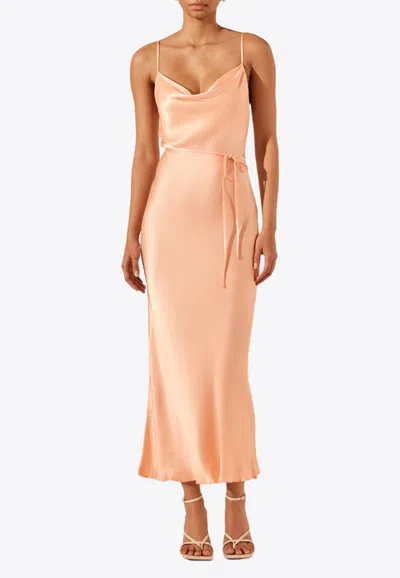 Shona Joy La Lune Bias Cowl Midi Dress In Peach