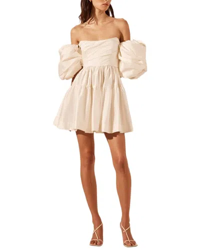 Shona Joy La Lune Cirrus Silk Draped Corset Tiered Mini Dress In Neutral