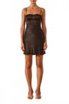 Shona Joy La Lune Corded Ruched Mini Dress In Black In Black