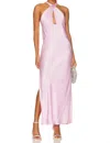 Shona Joy La Lune Cross Front Keyhole Midi Dress In Peony In Pink