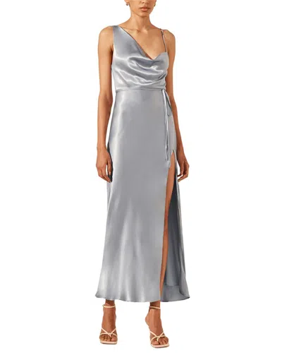 Shona Joy La Lune Draped Side Split Midi Dress In Gray
