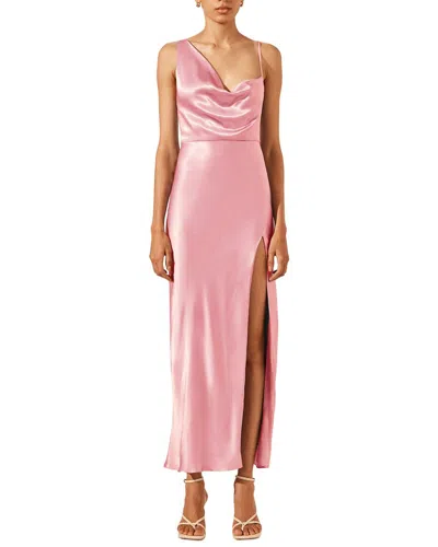 Shona Joy La Lune Draped Side Split Midi Dress In Yellow