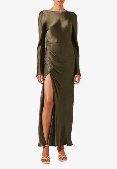 Shona Joy La Lune Flared-sleeve Maxi Dress In Green