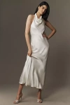 Shona Joy La Lune High Cowl-neck Open-back Maxi Dress In White