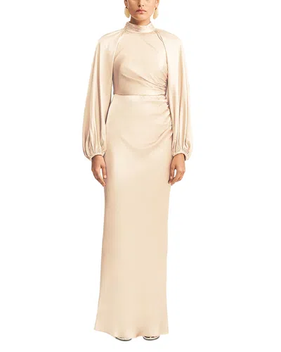 Shona Joy La Lune High Neck Balloon Sleeve Maxi Dress In Neutral
