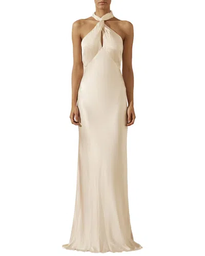 Shona Joy La Lune High Neck Twist Maxi Dress In Neutral