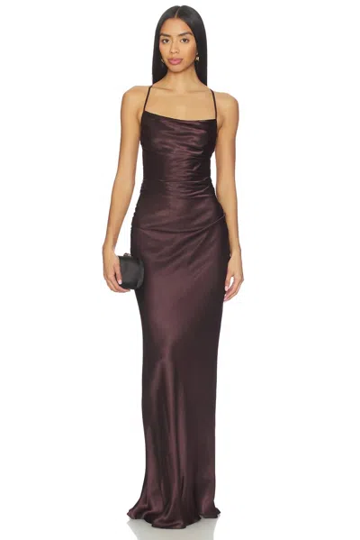 Shona Joy La Lune Lace Back Maxi Dress In Espresso In Brown